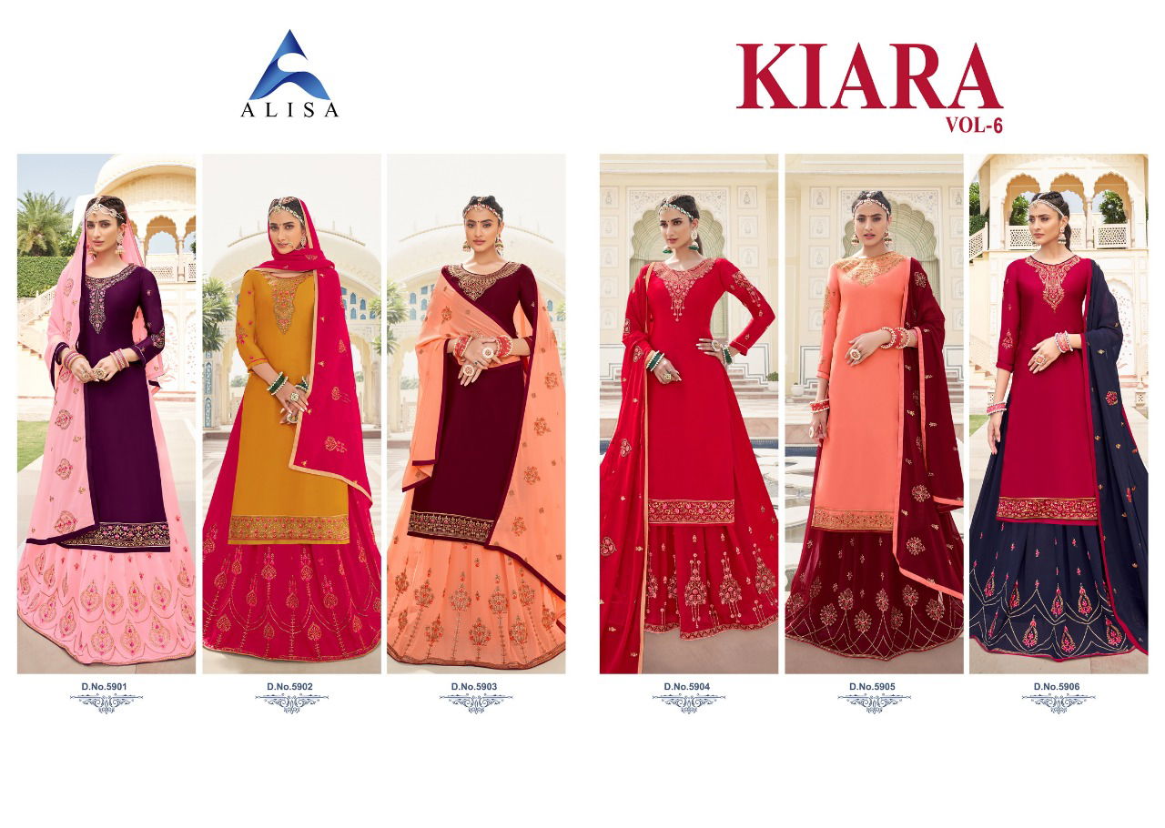 Alisa Kiara 6 Festive Wear Latest Designer Kurta With Georgette Bottom Salwar Suits Collection
